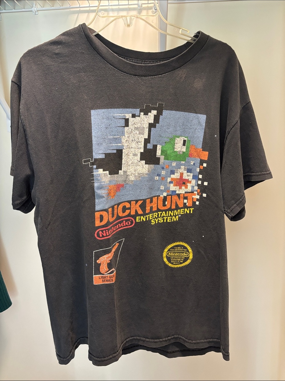 Nintendo Black Tee with Orange, Blue & Green Duck Hunt Graphic